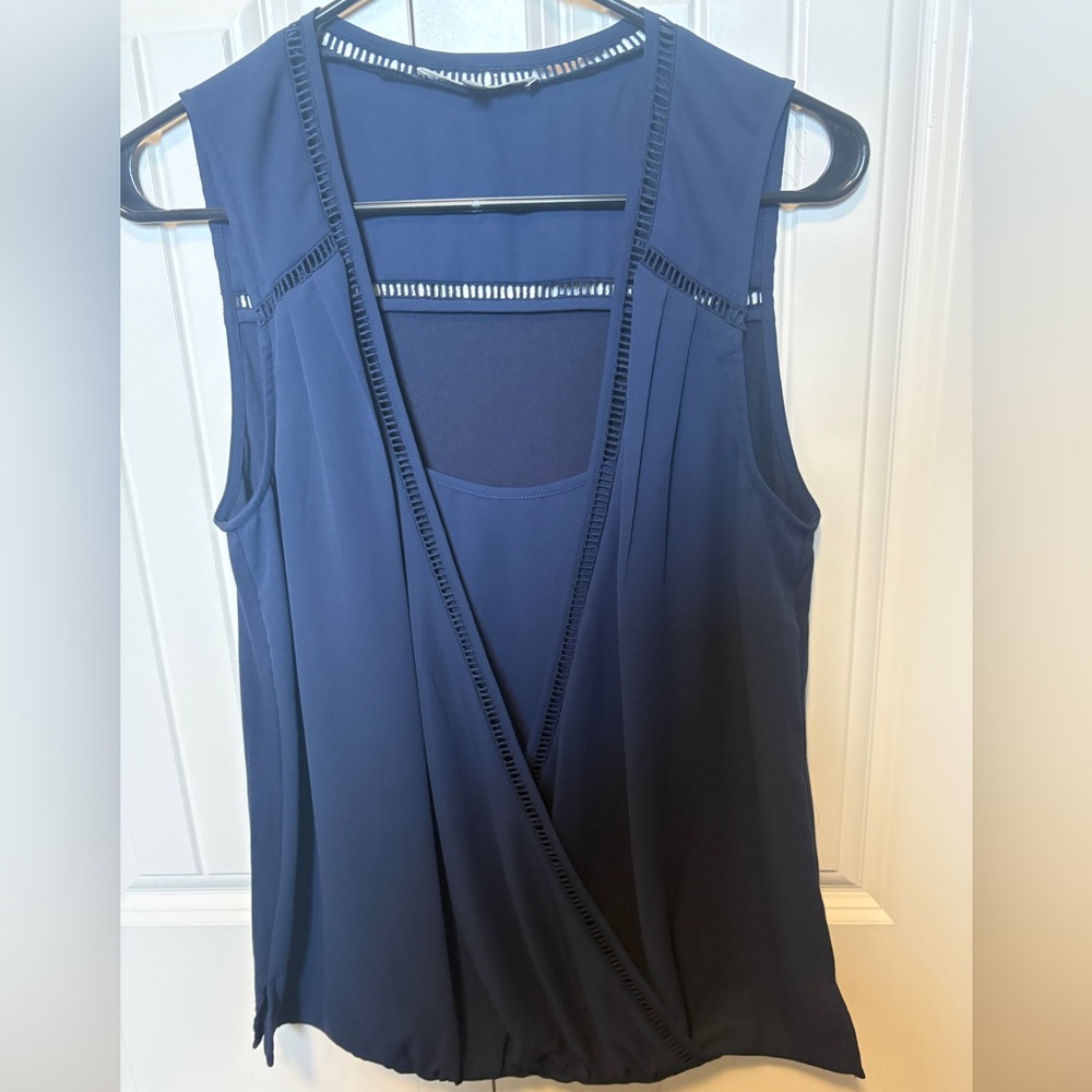 Daniel Rainn Navy Sleeveless Blouse